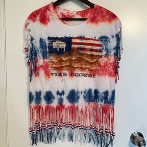 Wyoming Yellowstone Custom Tie Dye Pony Bead Fringe Womens S Small